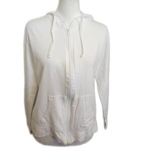 Hanes White 100% Cotton, Zipper Front, Lightweight Sweatshirt, M